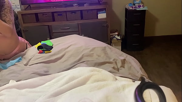 Image Girl put on lingerie to let guy play with her with dildo vibrator