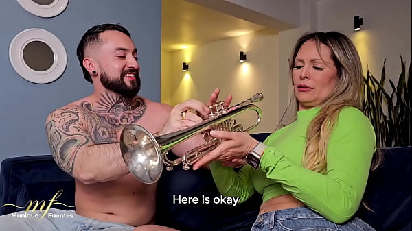 Image The musical neighbor - Cuckold husband leaves his Milf neighbor's mouth full of cum - Monique Fuentes