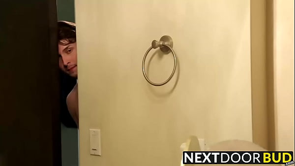 Image Tattooed dude catches his friend while jerking his sausage