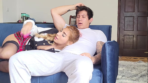 Image Terrible confusion! My girlfriend's stepsister sucks my cock My girlfriend watches us and masturbates