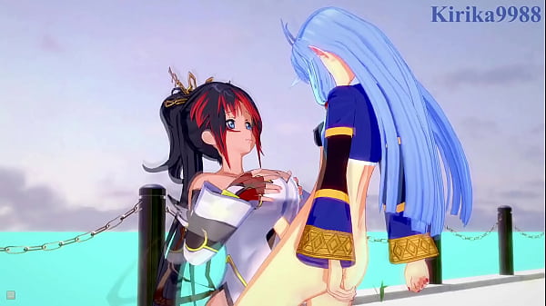 Image Amari Aquamarine and Kaguya Nanbu and Suzuka-Hime intense lesbian play and futanari sex. - Super Robot Wars X & OG Saga: Endless Frontier Hentai