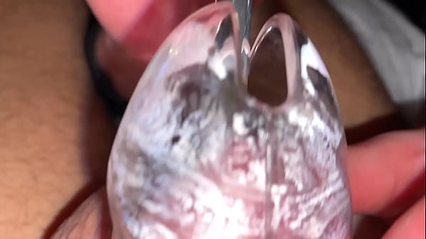 Image Dick Play in Chastity Belt by Makeup Brush and My Tongue