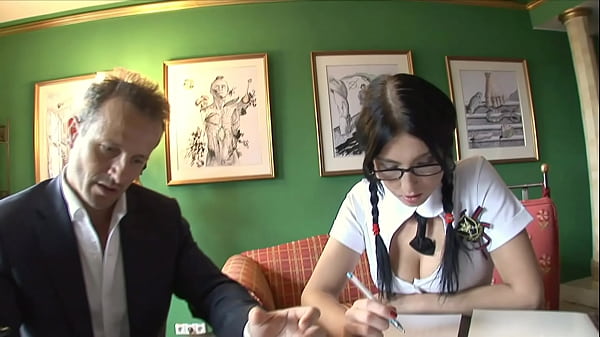 Image Brunette with Amazing Natural Tits Fucks Professor and Makes Him Cum Twice