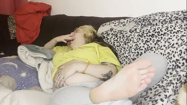 Image Massage of the swollen belly Burping the couch