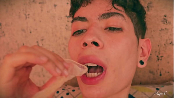 Image Hot Skinny Twink Magic C Filling a Condom With Thick Cum And Swallowing His Own Load