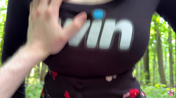 Image Naughty Beauty Rides a Stranger's Dick In The Forest And Fucked In Doggystyle POV - Amateur Public Sex / Torn Tights