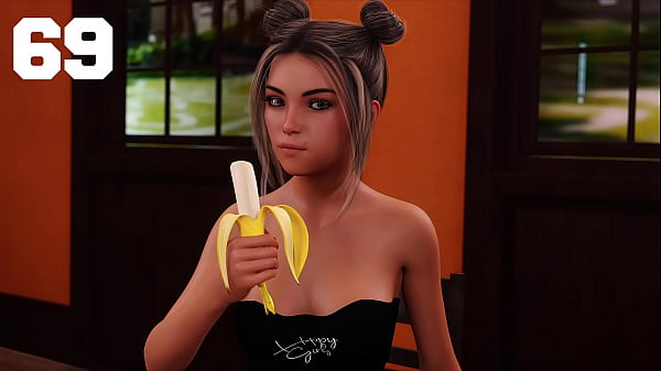 Image Being A DIK #69 - Beautiful Brunette With Messy Bun Eats A Banana In The Library