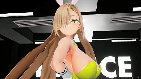 Image Blue Archive Ichinose Asuna Undress Dancing Hentai Blonde Bunny Girl Big Boobs MMD 3D Yellow Clothes