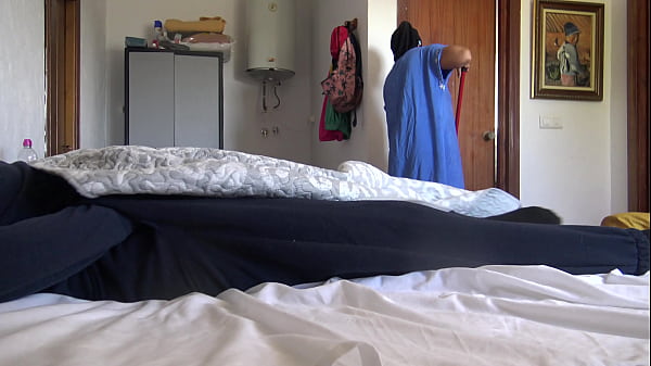 Image A Muslim maid is disturbed when she sees his big black French cock