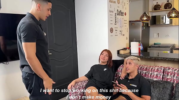 Image Slutty technicians Milan and Max recognize porn actress Celeste and she auditions for them by fucking them