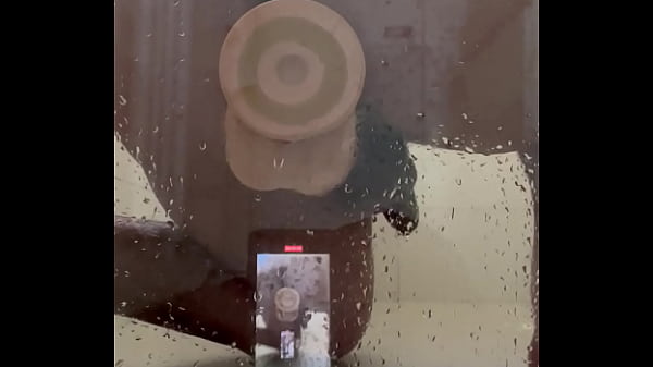 Image Fucking my big dildo in shower