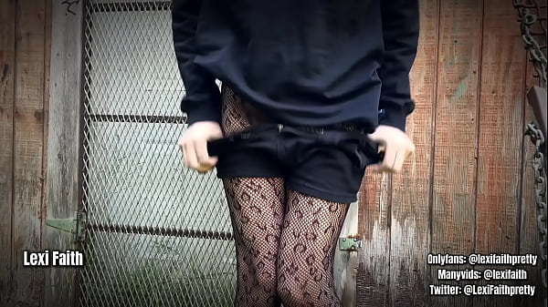 Image Public outdoor dildo fuck and cumshot