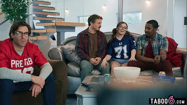 Image BBW stepdaughter Leana Lovings fucks stepdads friends during the game