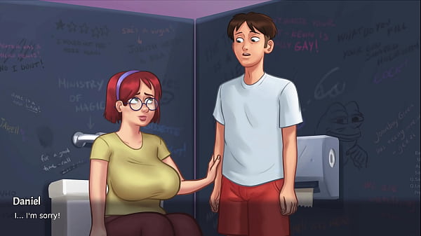 Image Summertime Saga - Innocent Busty Redhead College Student shows off her huge tits (Judith)