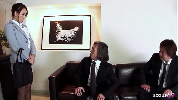 Image Asian Office Girl talk to DP and Anal MMF Threesome Fuck by two old Guys