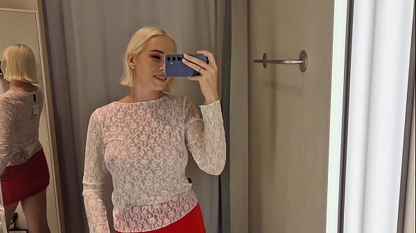 Image Let's try on transparent clothes, completely see-through. In the mall. See me in the fitting room