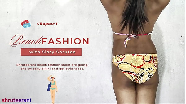 Image BEACH FASHION PART 1 - SOLO INDIAN TRANS CROSSDRESSING IN BIKINI