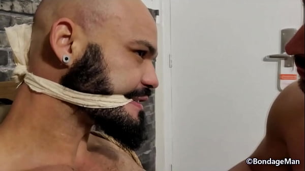 Image Jeff Carvalho and Leo Ceoli first time in bondage tied up gagged and hard cock over the face cum over the mouth | PREVIEW