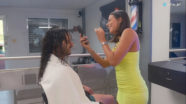 Image Slutty Latina stylist seduces her favorite client and fucks him during his hair cut