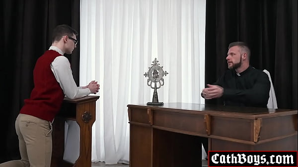 Image Altar boy Ethan Tate whimpers as he has his hole deep dicked by the bearded Brian Bonds and fucks him until he cums