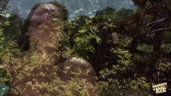 Image Skinny dipping brunette eagerly spreads her big ass wide open for outdoor BBC anal fun