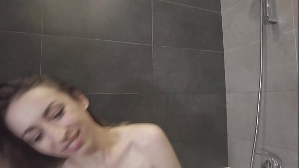 Image Deepthroat by horny girlfriend in the bathroom
