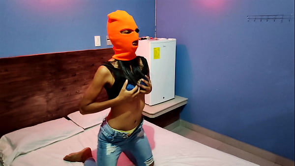 Image MY BRUNETTE STEPSISTER TELLS ME SHE WANTS TO CELEBRATE HALLOWEEN IN A HOTEL BED. SHE PUT ON A MASK AND SHAKES HER BODY AND HIPS VERY SEXY. FINALLY SHE GETTS NAKED FOR ME