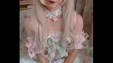 Image Adorable Femboy Aroma in Her Sweet Dress Gets Naughty and Masturbates in Her Room