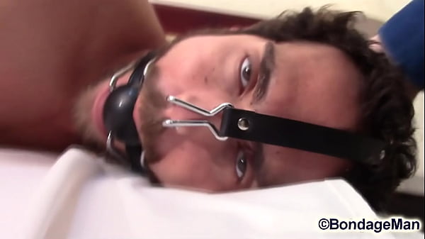 Image Lino in bondage nosehook ballgagged naked struggling | free