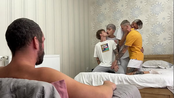Image Daddy and twink with a big cock fucked students hard and cum in anal