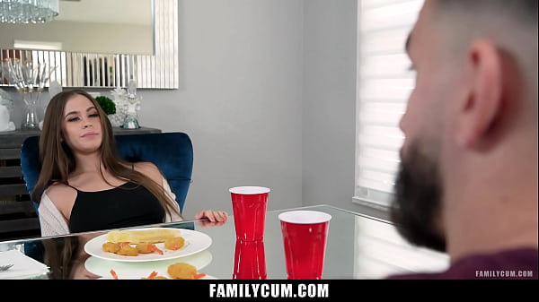 Image Horny Stepsister Gets Under the Dining Table to Suck Her Stepbrother's Cock Secretly - Familycum