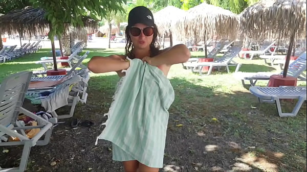 Image StepMom Seduces StepSon by showing Tits and Pussy in a AquaPark. Public Blowjob