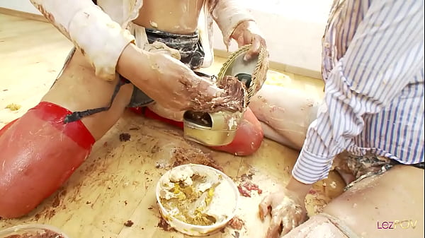Image The dirty lesbian food fight ends with sex toys pounding their quivering little cunts