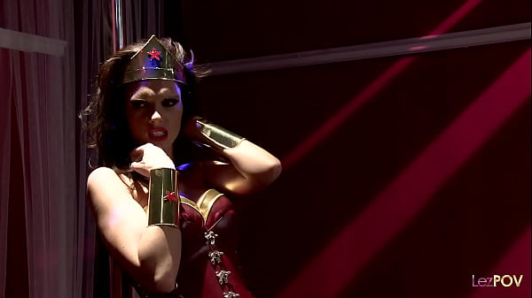 Image Cosplay lesbians use sex toys to fuck each other in a threesome like superheroes do