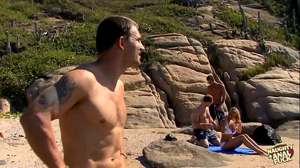 Image These three totally random guys fucked extremely hard this blonde bitch on the fucking beach