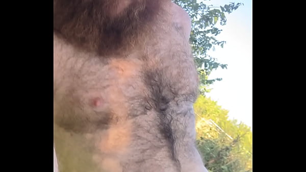 Image Hairy man goes into the woods and has a wank