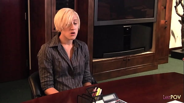 Image Desperate for the job the blonde offers her body and fingering skills to the dyke boss
