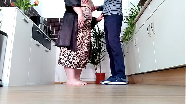 Image Doggystyle in the kitchen with a curvy milf with natural tits