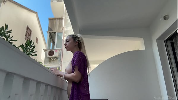 Image Blonde beauty naked on the balcony