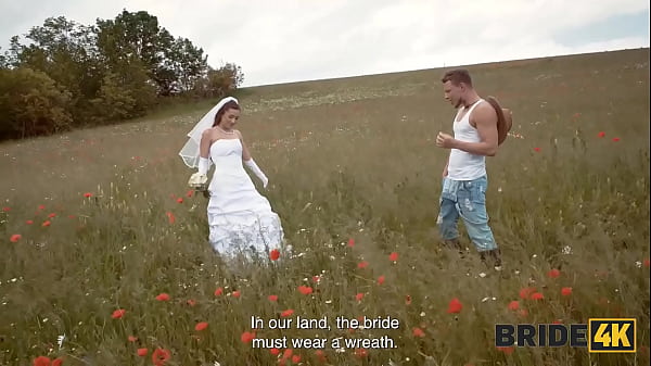 Image BRIDE4K. Pretty brunette bride fucks a horny shepherd in a summer field