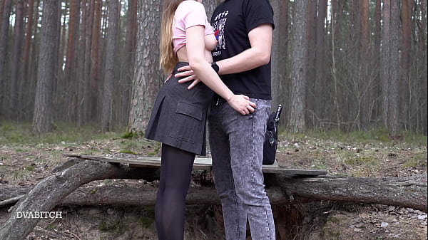 Image Slutty Brunette Gives Sensual Blowjob in The Woods and Gets Fucked in Doggystyle
