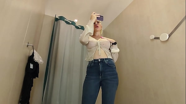 Image See Through Clothes Try on Haul in dressing room | Transparent top No Bra