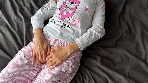 Image horny teen 18yo in pajama fingering pussy squirt and get cumshot from big cock