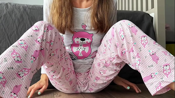 Image stepsister small boobs in pajama fuck finger pussy and squirting cum close up