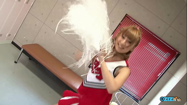 Image Blonde Asian cheerleader gets caught masturbating in the locker room and ends up getting creampied