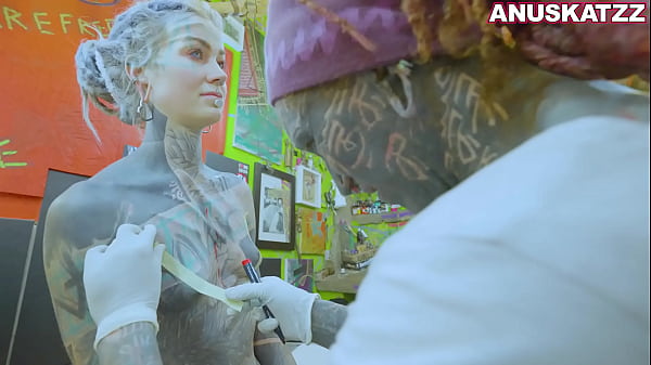 Image Tattoo model Anuskatzz gets nipple piercings while anal fuck hardcore extreme rough sex BDSM fetish