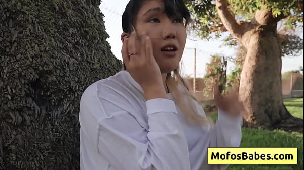 Image Sexy and hot asian teen reveal her natural big boobs to her friend outdoors (Tomie Tang, Charles Dera)