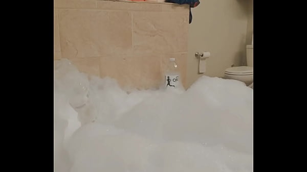 Image Solo Male Taking a Mega Bubble Bath