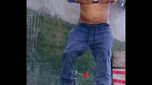 Image Femboy piss and flash her hot Feminized body outdoor piss while in chastity cage and rub her small flaccid cock