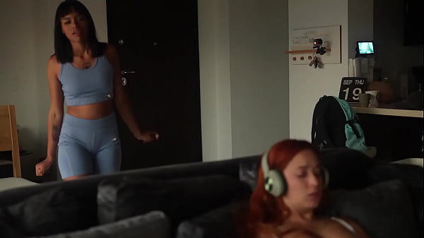 Image I find my roommie having virtual sex with her boyfriend and I manage to seduce her until we fuck